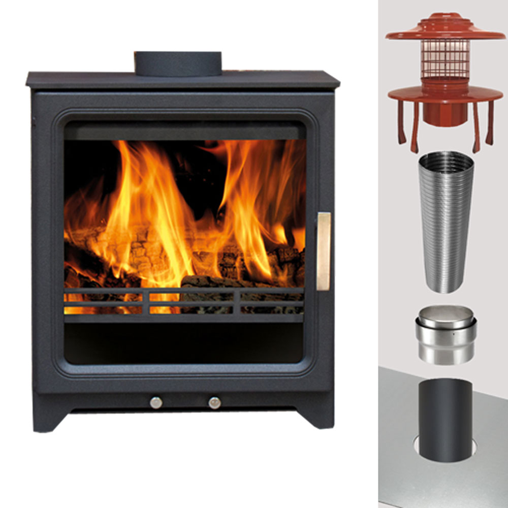 Woodpecker WP5 Plus & WOOD Flue Pack - 125mm Stove Pipe to 125mm Liner - 10 Metres