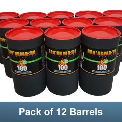 Burner Firestarters - Pack of 12 x Barrel 100