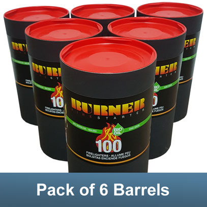 Burner Firestarters - Pack of 6 x Barrel 100