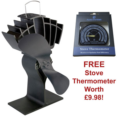 Ecofan 810 UltrAir Wood Stove Fan - Black and Black