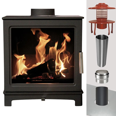 MI Fires Loughrigg Stove & WOOD Flue Pack - 125mm Stove Pipe to 125mm Liner - 10 Metres