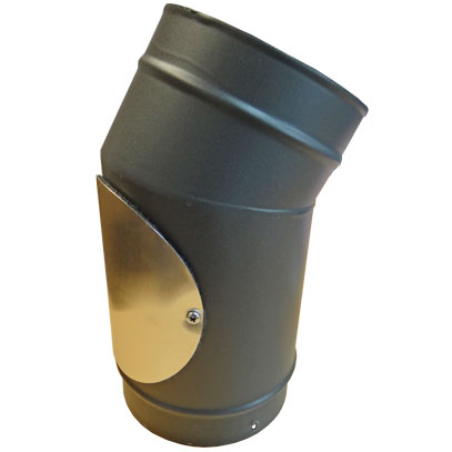 Stove Pipe - 125mm - 30 Elbow with Door - Matt Black