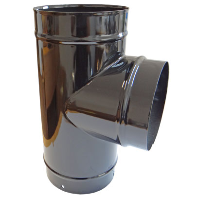 Stove Pipe - 125mm - 90 Tee - Gloss Black