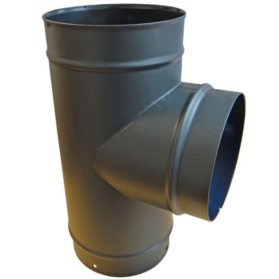 Stove Pipe - 150mm - 90 Tee - Matt Black